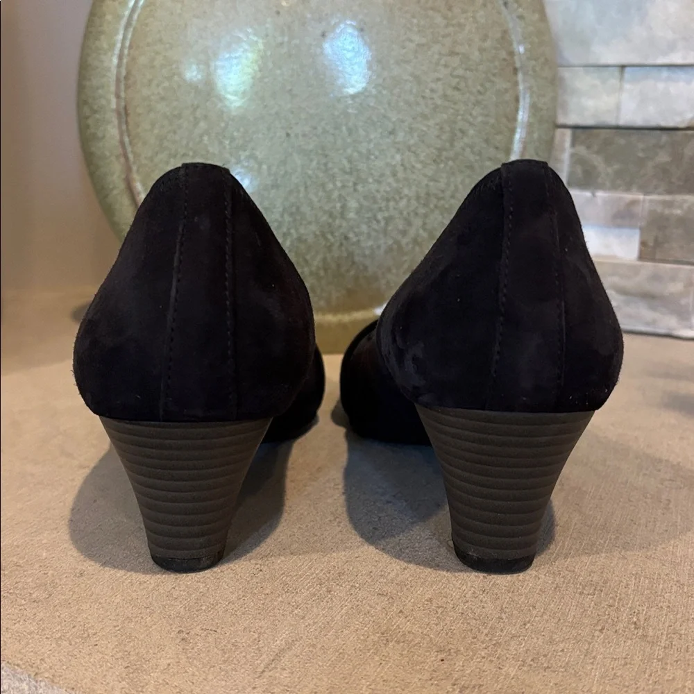 Gabor European Black Crystal Embellished Suede Pumps